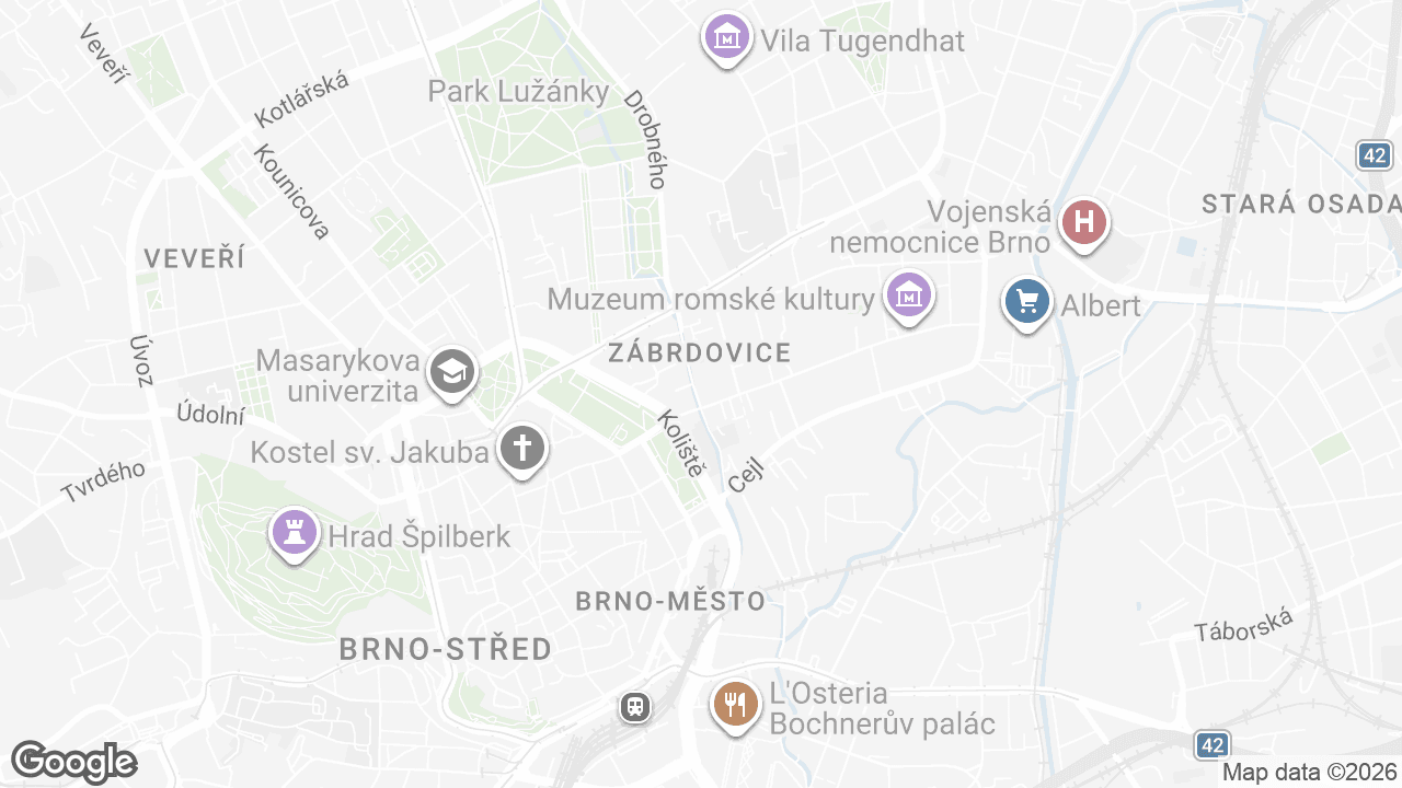 Mapa pobočky macDoktor v Brně