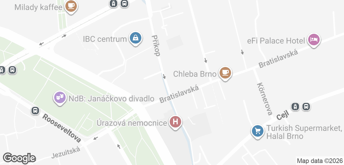 Mapa pobočky macDoktor v Brně